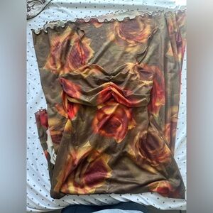 Cider Floral Print Dress with Red and Brown Roses